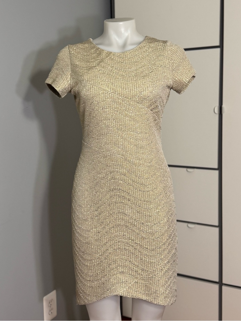 Felicity & Coco Short Sleeve Metallic Mini Dress - Gold